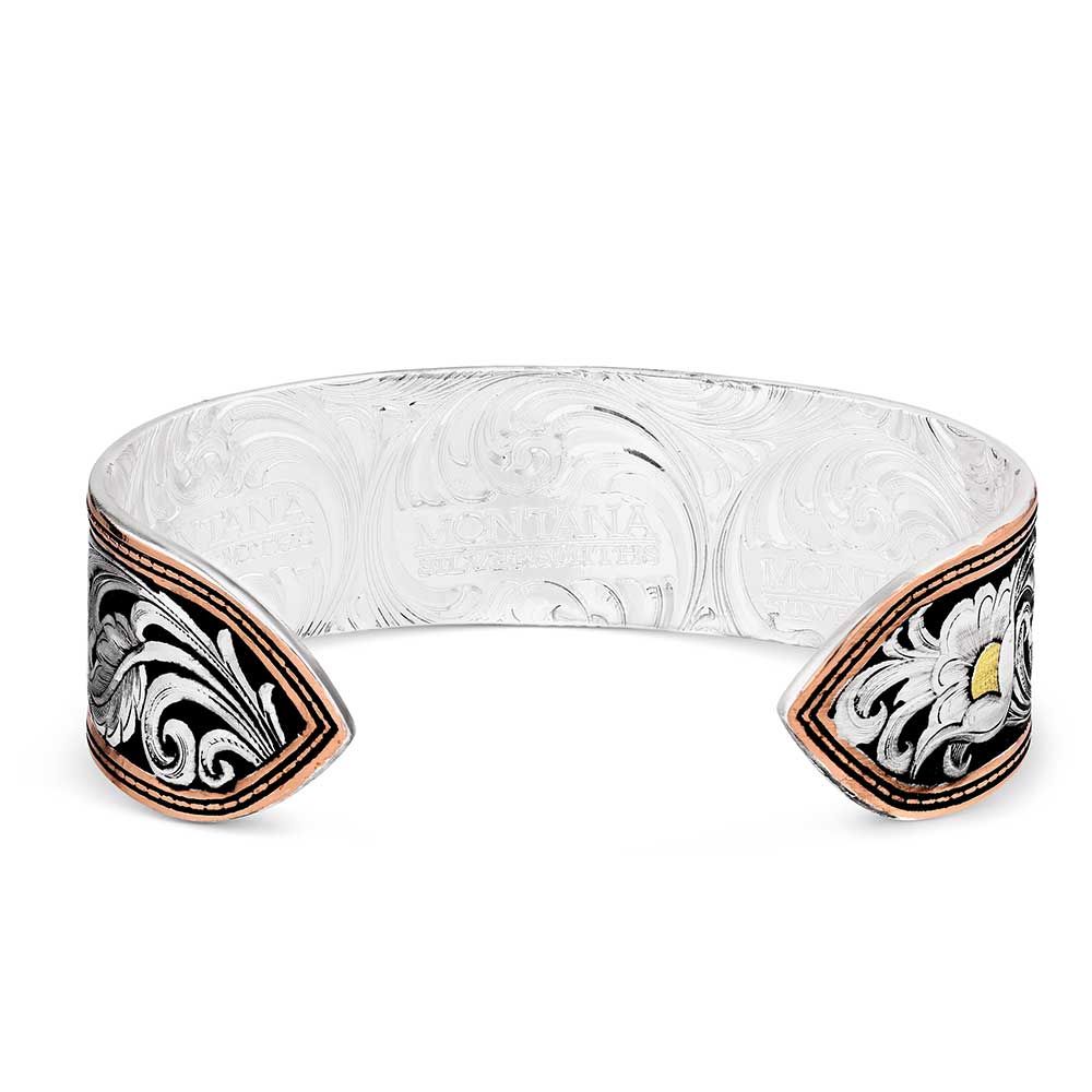 Montana Silversmiths LeatherCut Tri-Colored Floral Cuff Bracelet