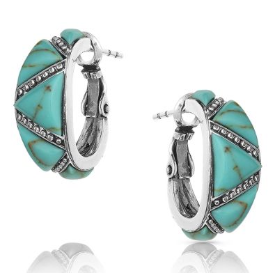 Montana Silversmiths Turquoise Wedge Hoop Earrings