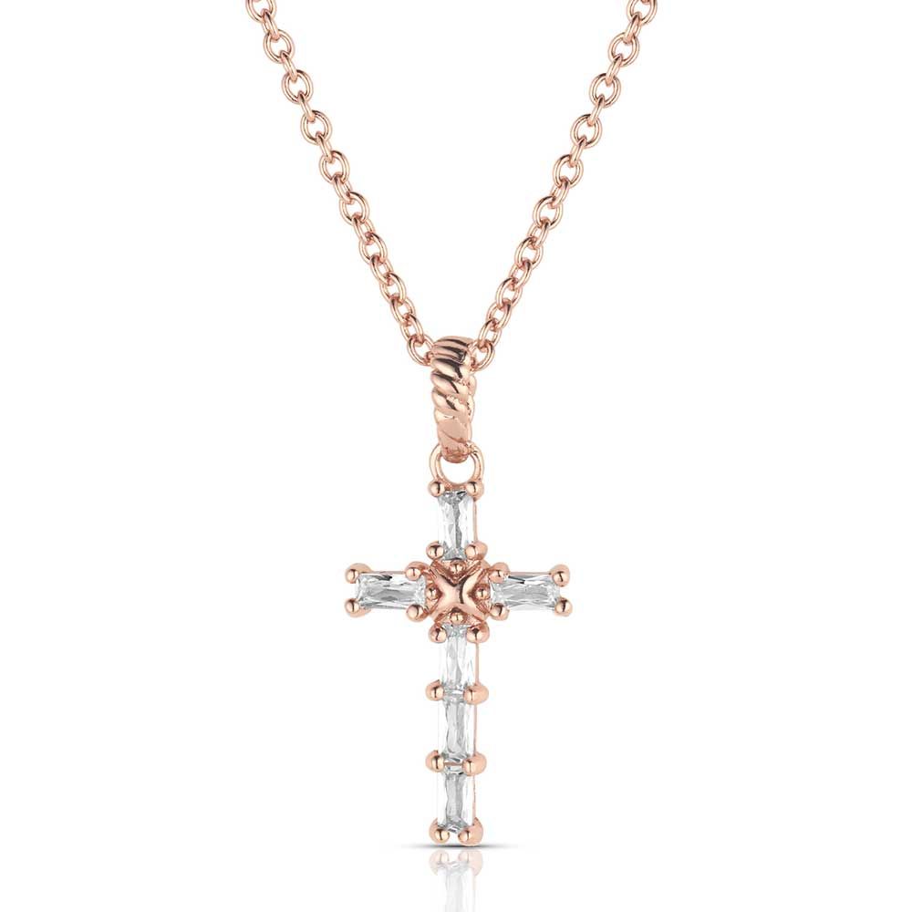 Montana Silversmiths Entwined Rose Gold Brilliant Cross Necklace