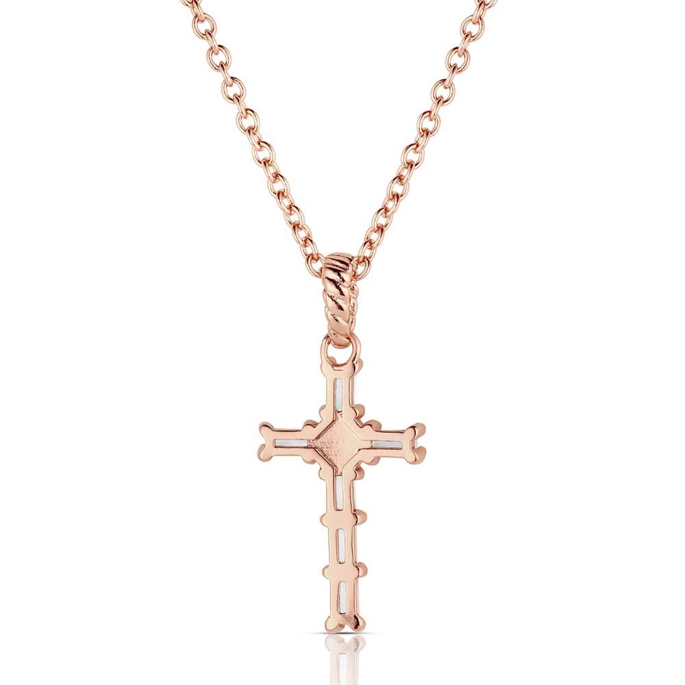 Montana Silversmiths Entwined Rose Gold Brilliant Cross Necklace