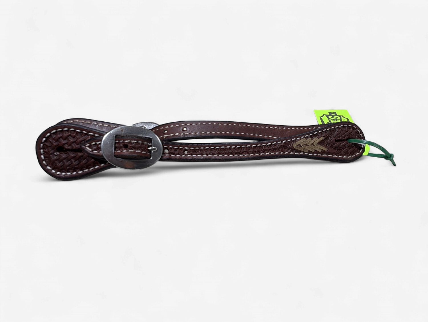 Irvine Spur Strap Basket Stap w/ Rawhide Arrow-Dark Oil