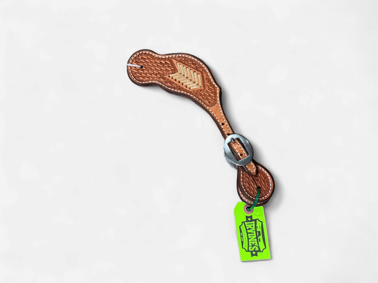 Irvine Spur Strap Basket Stamp W/Rawhide Arrow