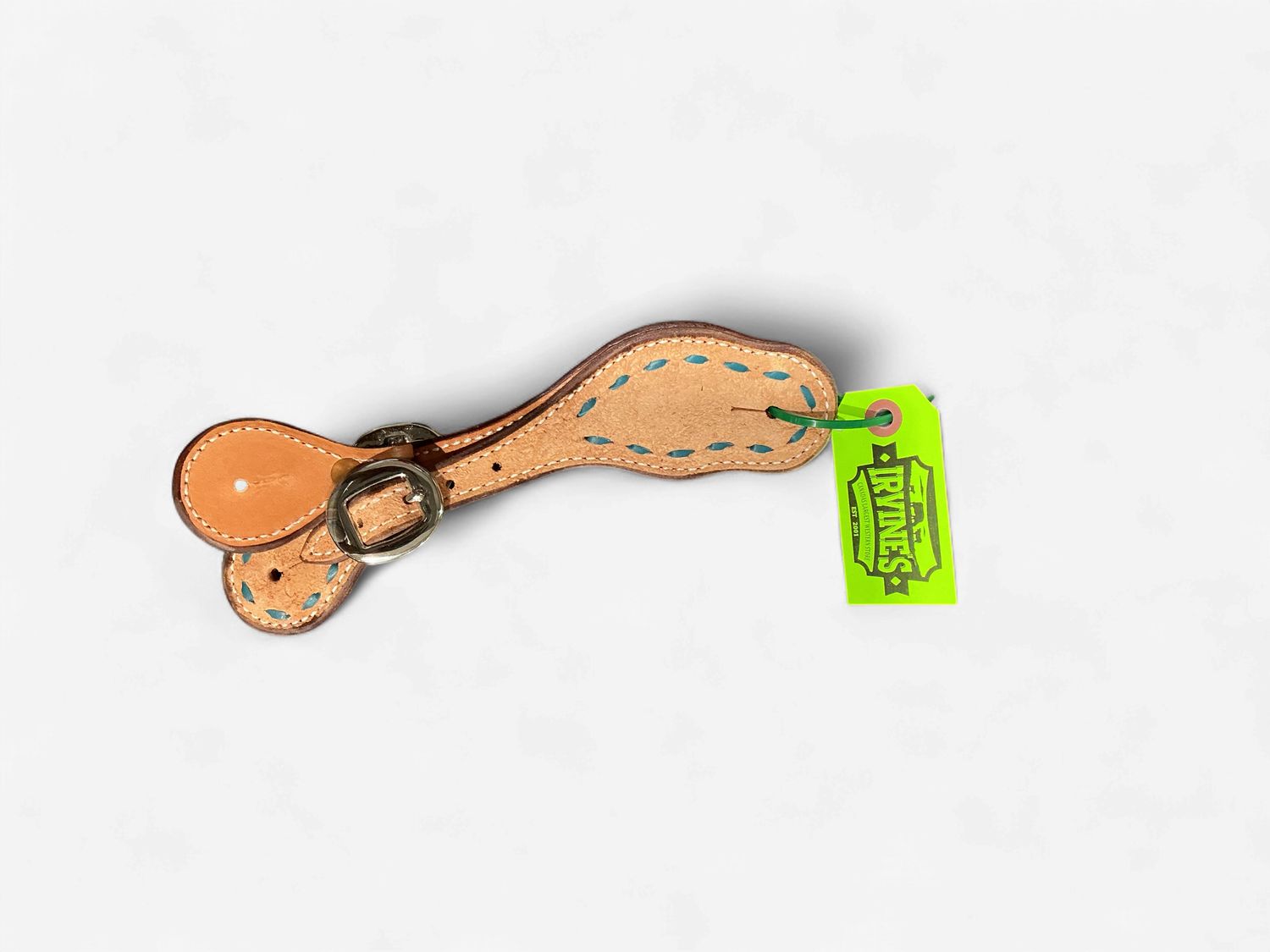 Irvine Spur Strap Rough Out Turquoise Buckstich-NT