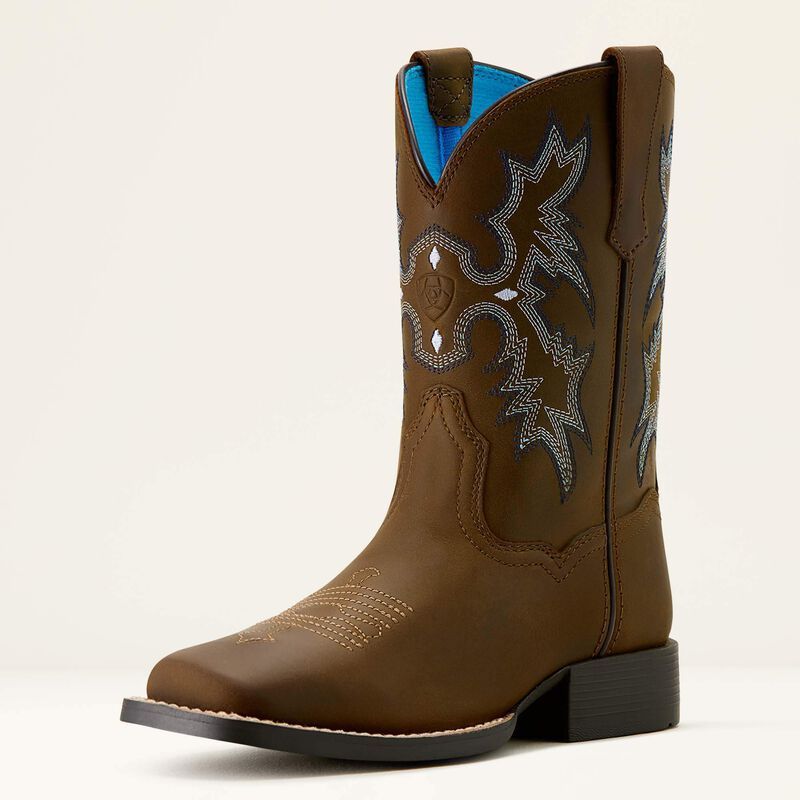 Ariat Youth Tombstone Western Boot, Color: Distressed Brown, Size: 8, Width: M