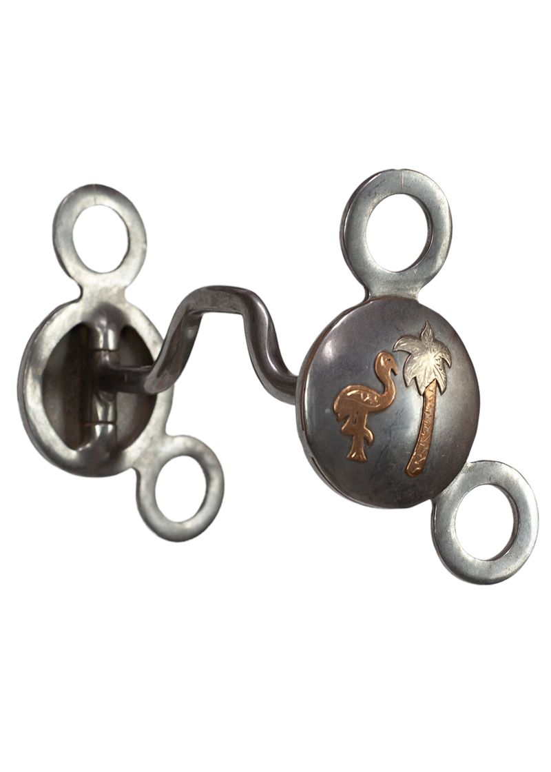 Large Concho Square Port Bit-Flamingo &amp; Palm Tree