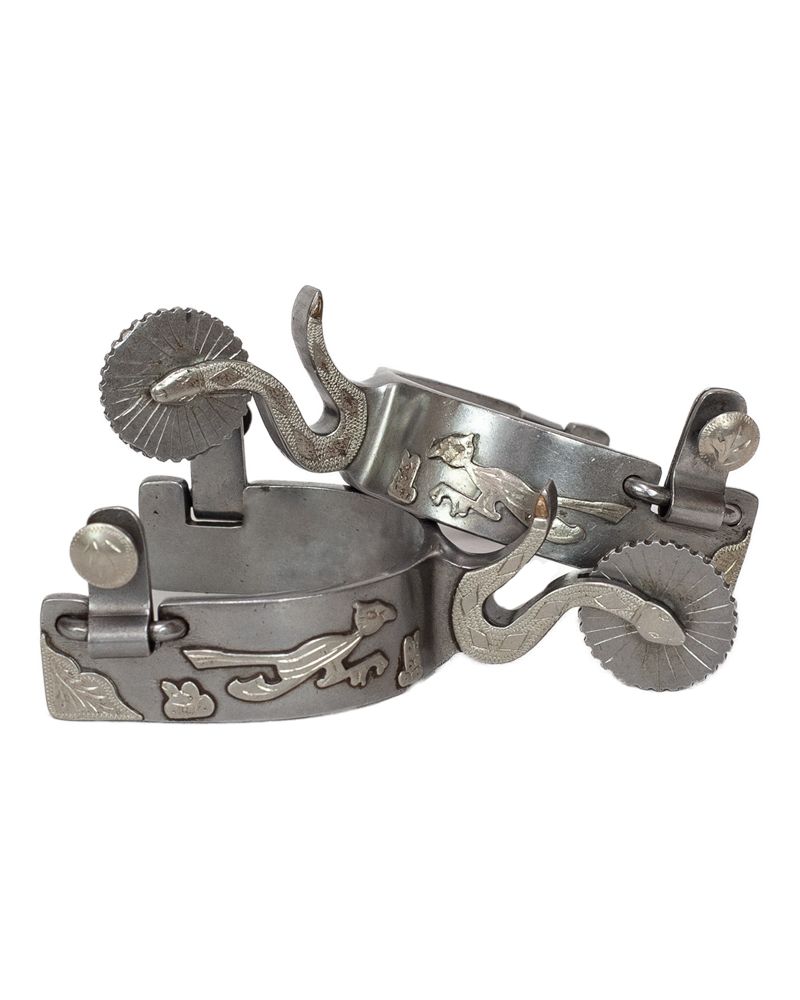 Men's Steel Roadrunner &amp; Snake Shank Spurs