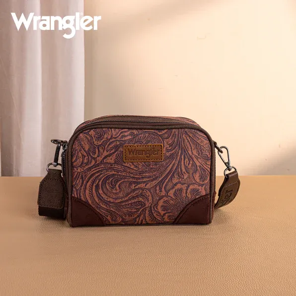Wrangler Vintage Floral Printed Small Crossbody Bag, Color: Coffee