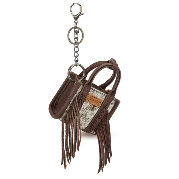 Wrangler Cowhide Mini Fringe/Tote Keychain Bag