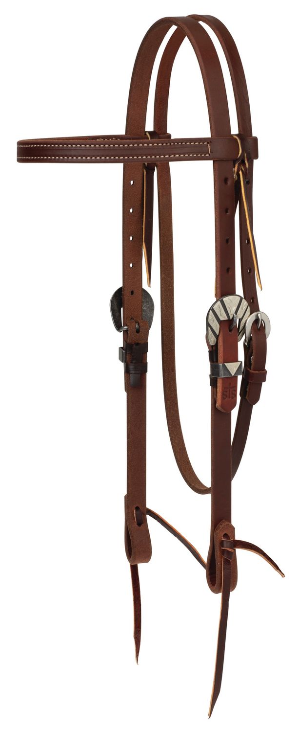 STS Ranch Signature Tack 3/4" Browband Headstall - Broken Bit Engraved Hardware