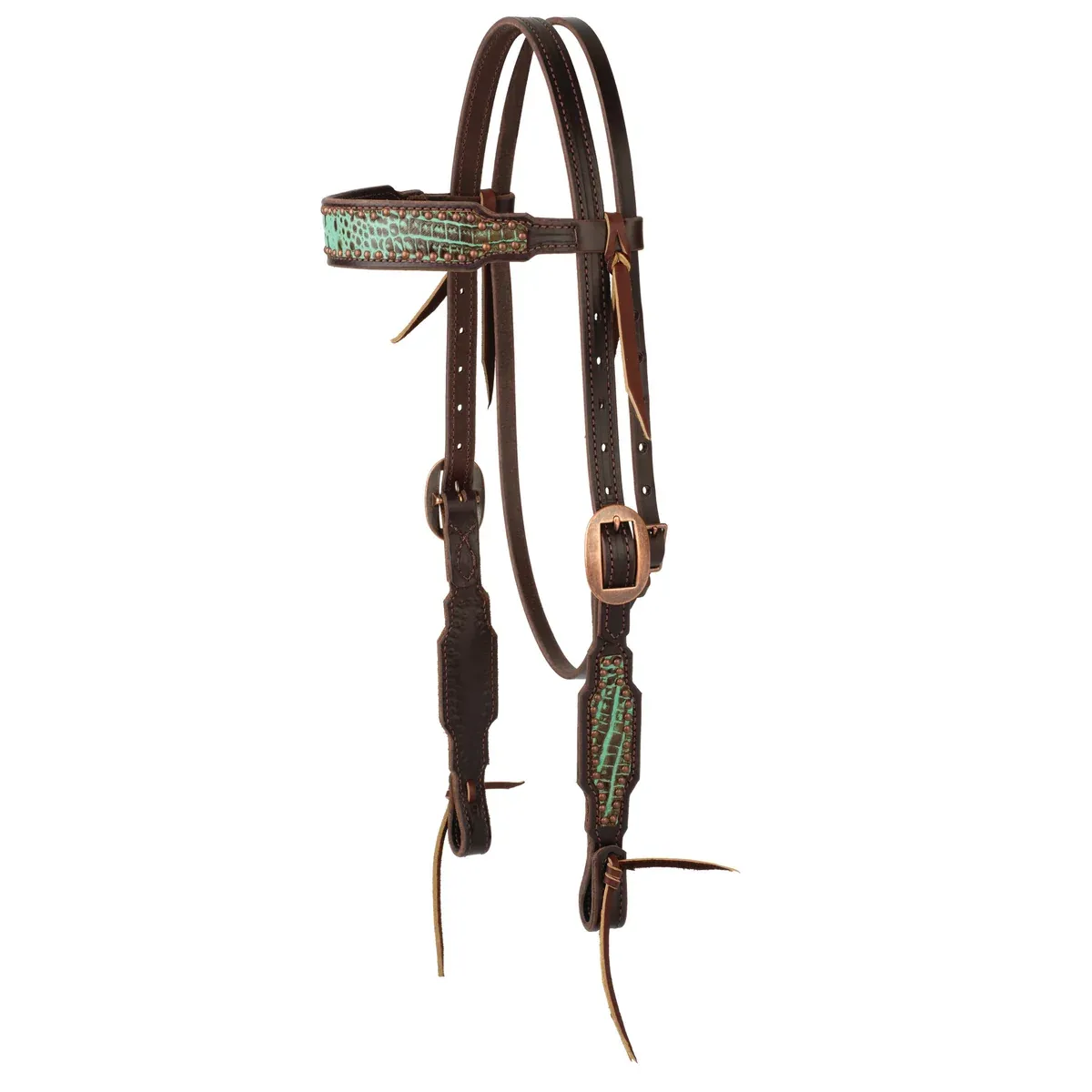 Weaver Equine Turquoise Croc Browband Headstall