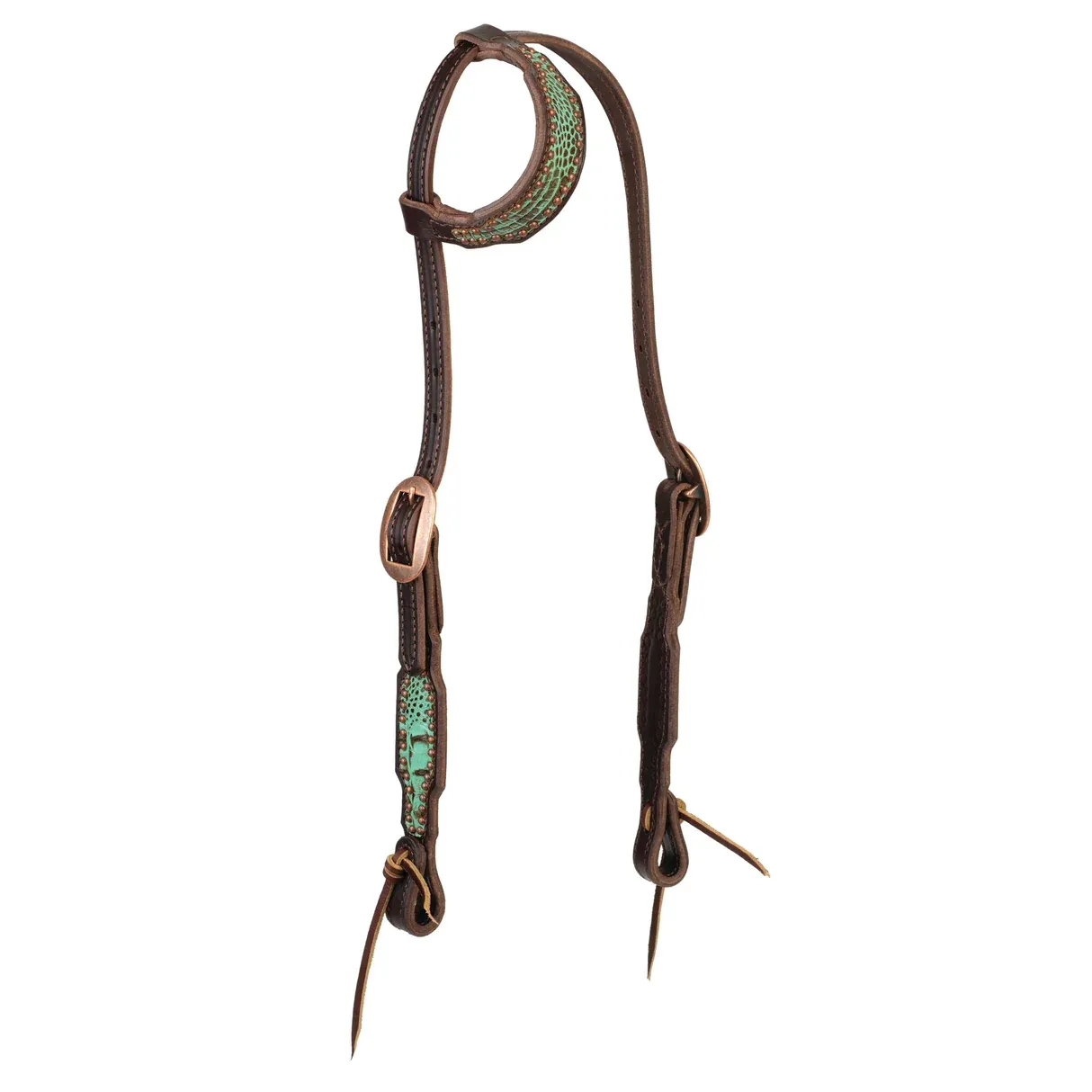 Weaver Equine Turquoise Croc Sliding Ear Headstall