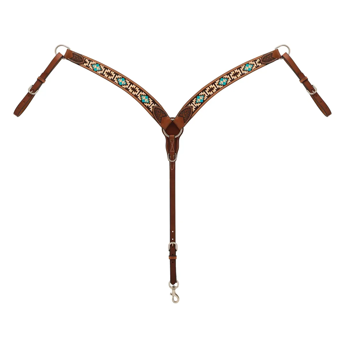 Weaver Equine Turquoise Cross Aztec Contoured Breast Collar