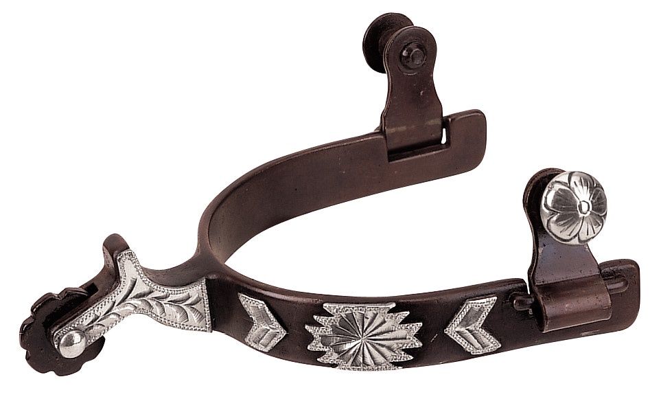 Weaver Equine Men's Chap Guard Spurs with Engraved German Silver Trim