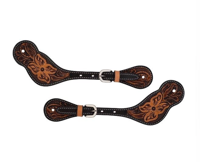 Weaver Equine Turquoise Cross Floral Tooled Men's Spur Straps
