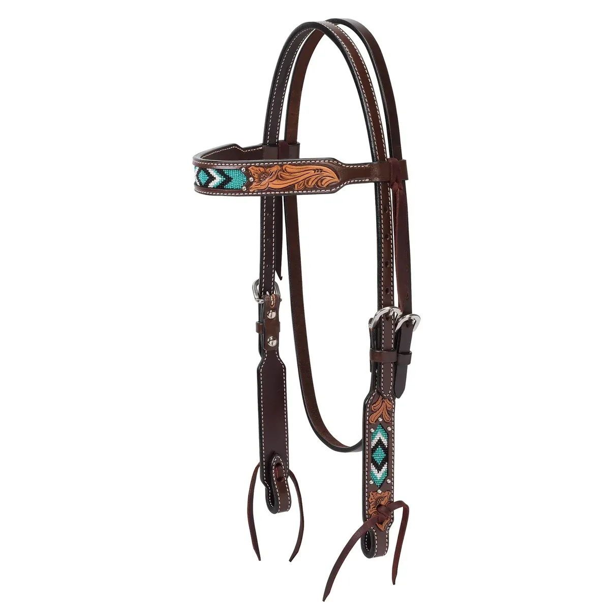 Weaver Equine Turquoise Cross Turquoise Beaded 5/8" Browband Headstall