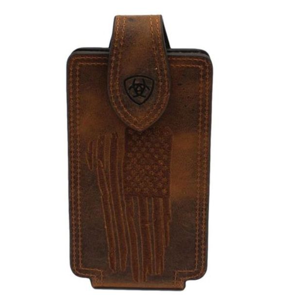 Ariat Phone Case Stitch American Flag Brown Large