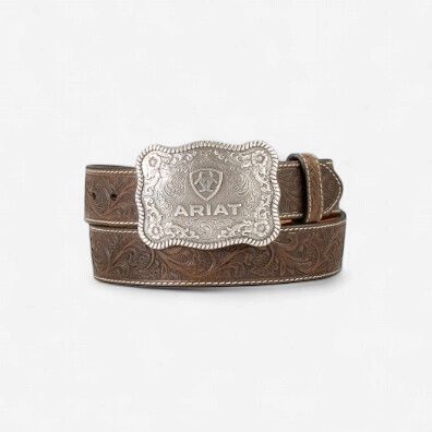 Ariat 1-1/2" Embossed Plate Buckle Antique Gold Black