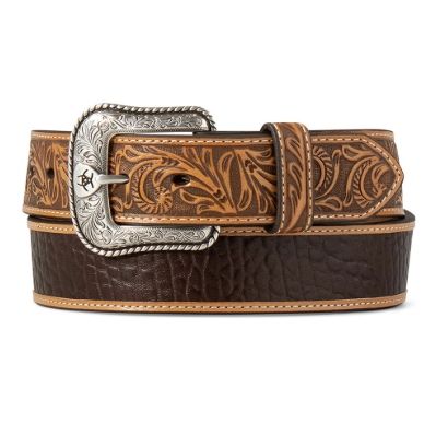 Ariat 1-1/2" Crocodile Inlay Embossed Tabs Brown