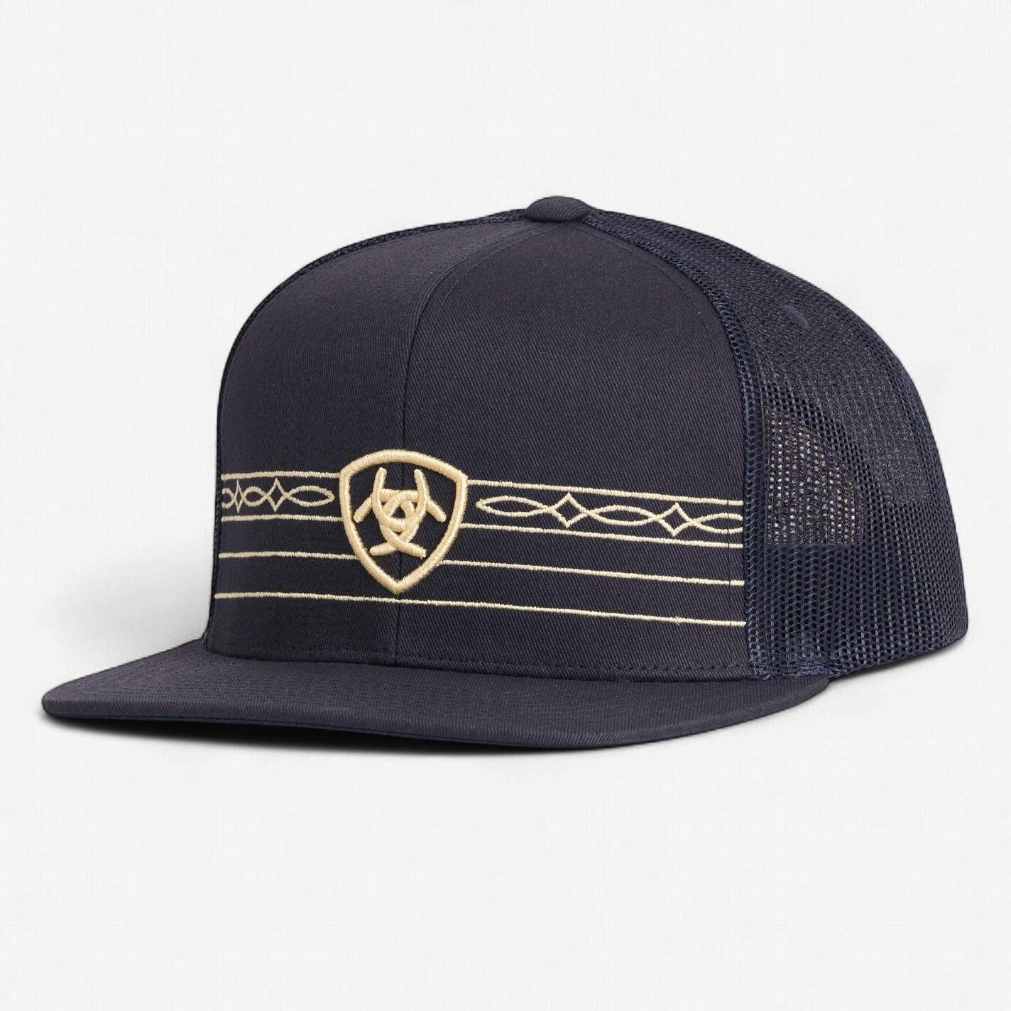 Ariat Snapback Shield Boot Stitch Ribbon Navy