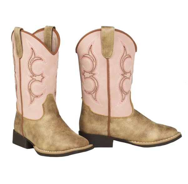 Twister Posy Children's Western Boots - Light Pink / Tan, Color: Light Pink, Size: 9
