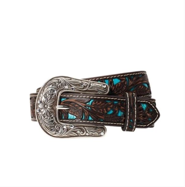 Ariat Girls' 1-1/4" Pierced Overlay Rhinestone Blue, Color: Blue, Size: 20