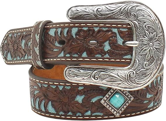 Ariat Youth Girls 1 1 / 4Floral Filigree Turquoise