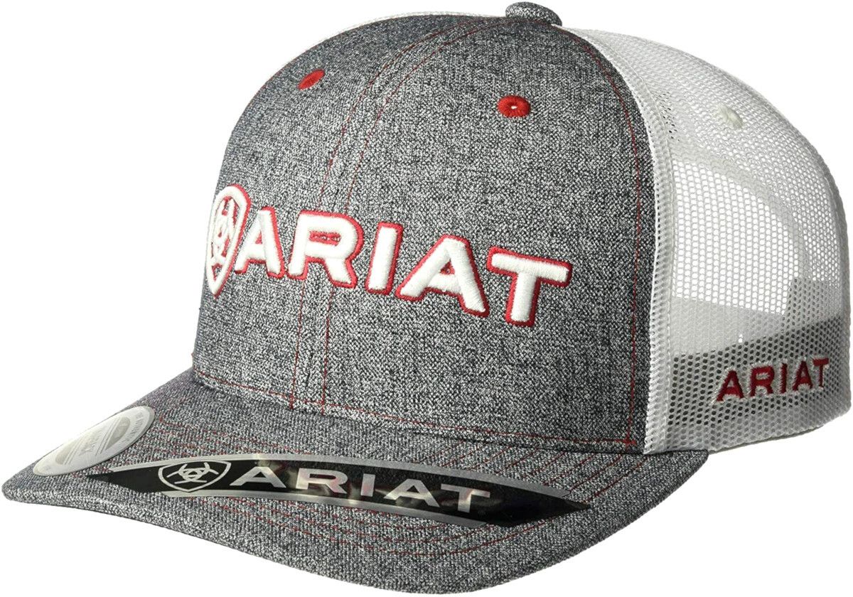 Ariat Men's Snapback Heather Red White Embroidered Grey