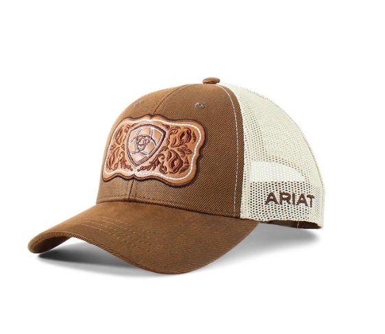 Ariat Women's Snapback Faux Leather Floral Logo Brown, Color: Brown