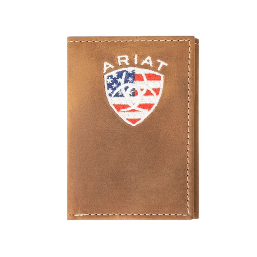 Ariat Trifold American Flag Embroidered Antique Gold Black