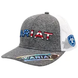 Ariat Men's Snapback Embroidered USAflag Large Grey
