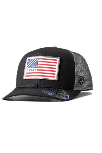 Ariat Men's Snapback American Flag Patch Black