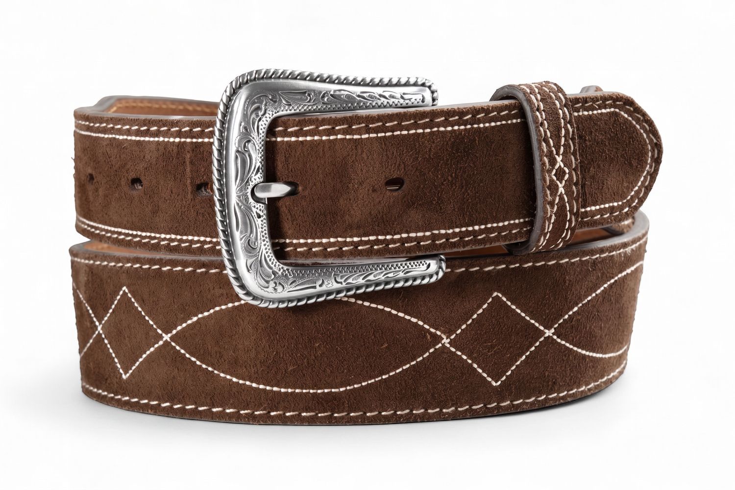 Nocona 1-7/8-1-1/2 Boot Stitch Roughout Chestnut