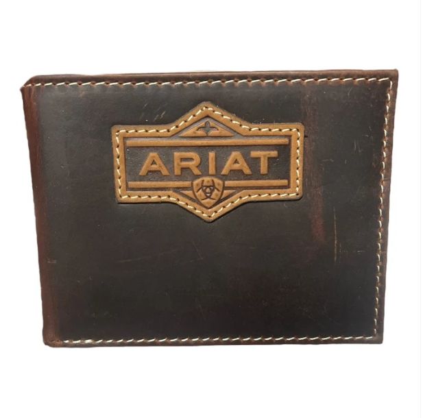 Ariat Bifold Passcase Wallet Ariat Patch Brown, Color: Brown