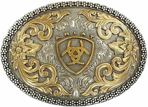 Ariat Oval Berry Edge Floral Longhorn Filigree Ariat Antique Silver / Antique Gold