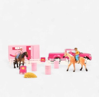 Bigtime Rodeo Truck, Trailer and Barrel Racing Figure Set
