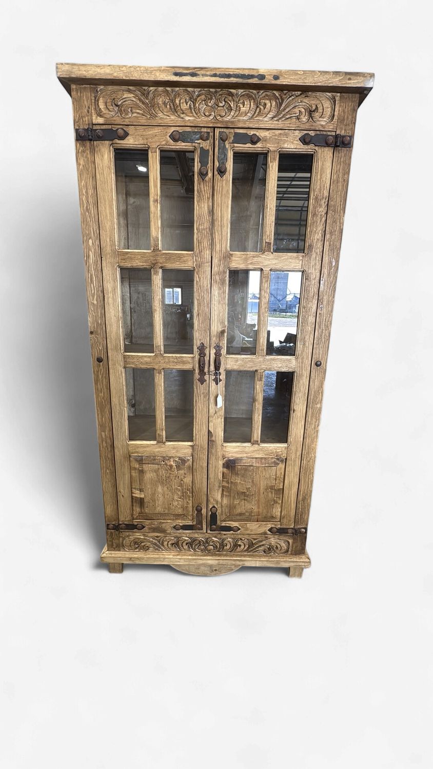 Armoire with Carving and Glass Doors