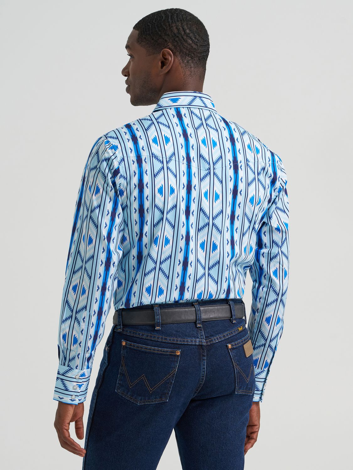 Wrangler Checotah® Dress Western Long Sleeve Shirt - Classic Fit - Blue