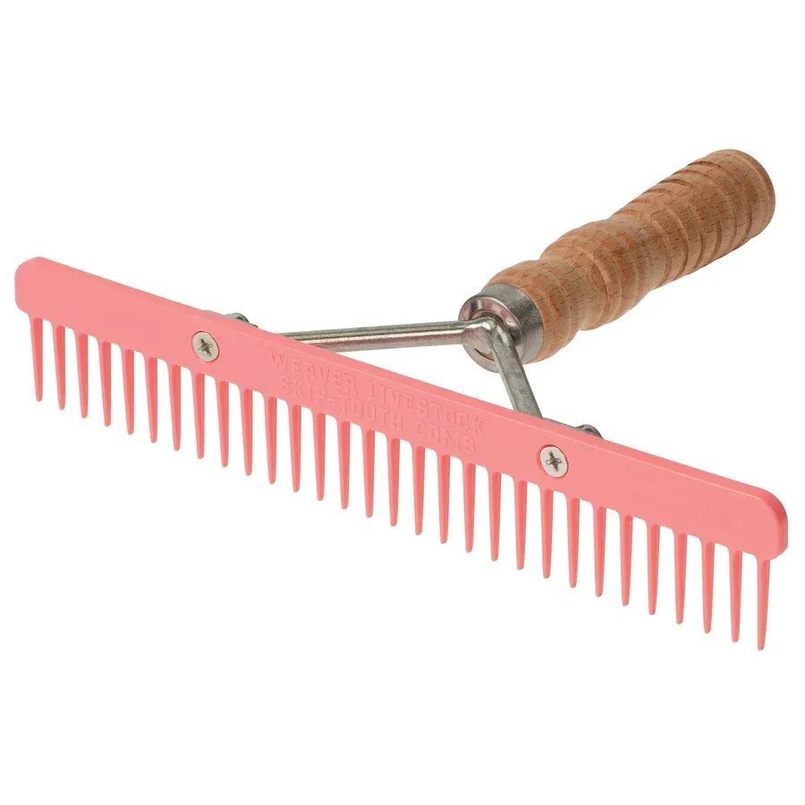Weaver Livestock Skip Tooth Comb with Wood Handle and Replaceable Plastic Blade, Color: Hot Pink