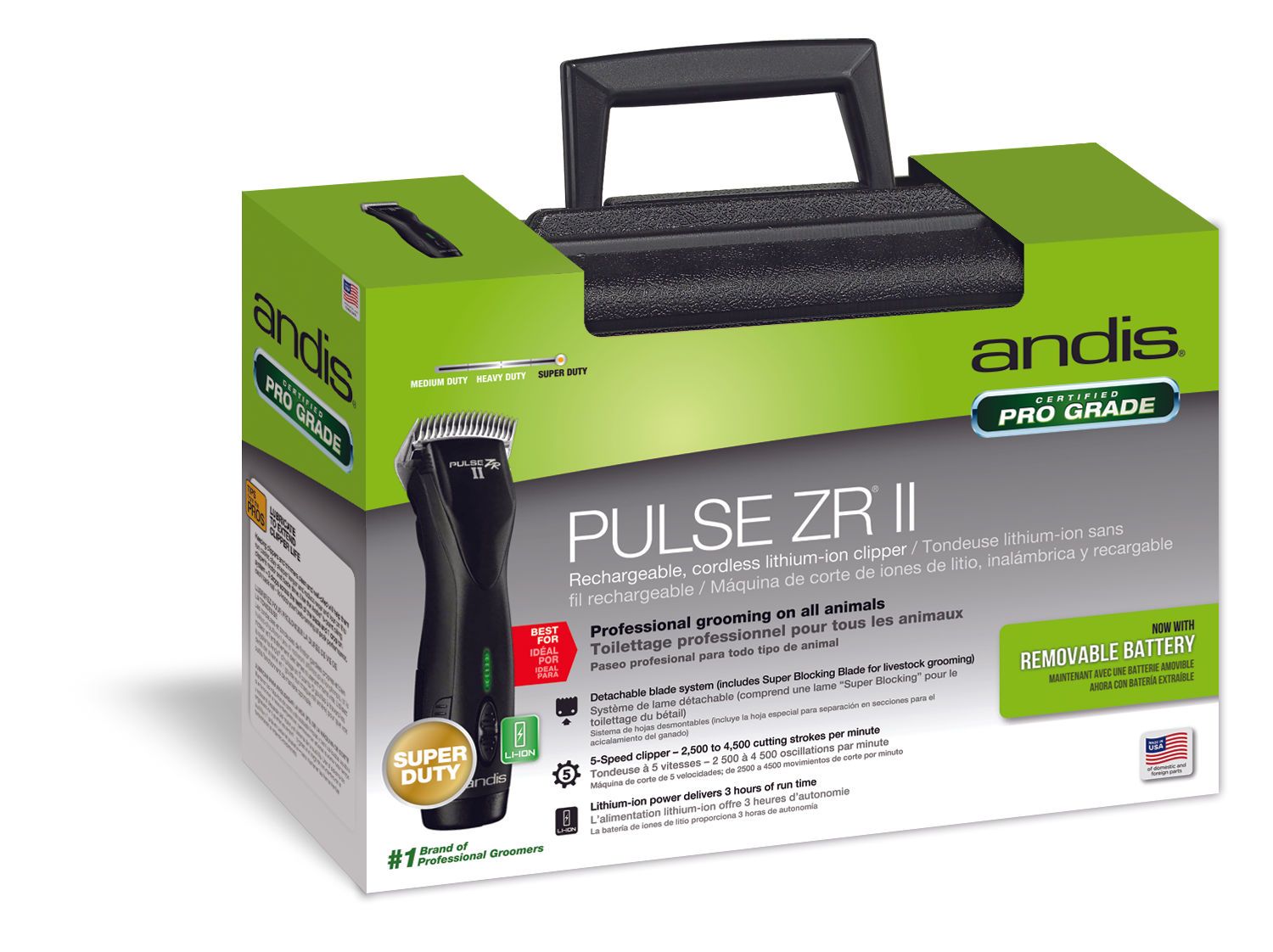 Andis® Pulse Zr® II Cordless Clipper, Super Blocking Ultraedge® Blade