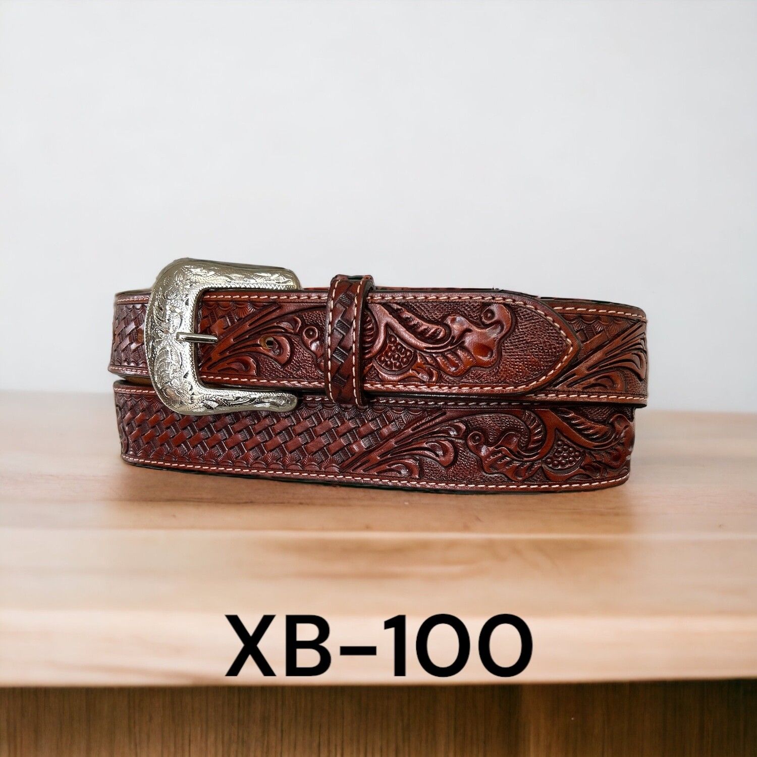 Twisted X Belt, Saddle Tan, Basket Floral Tooling