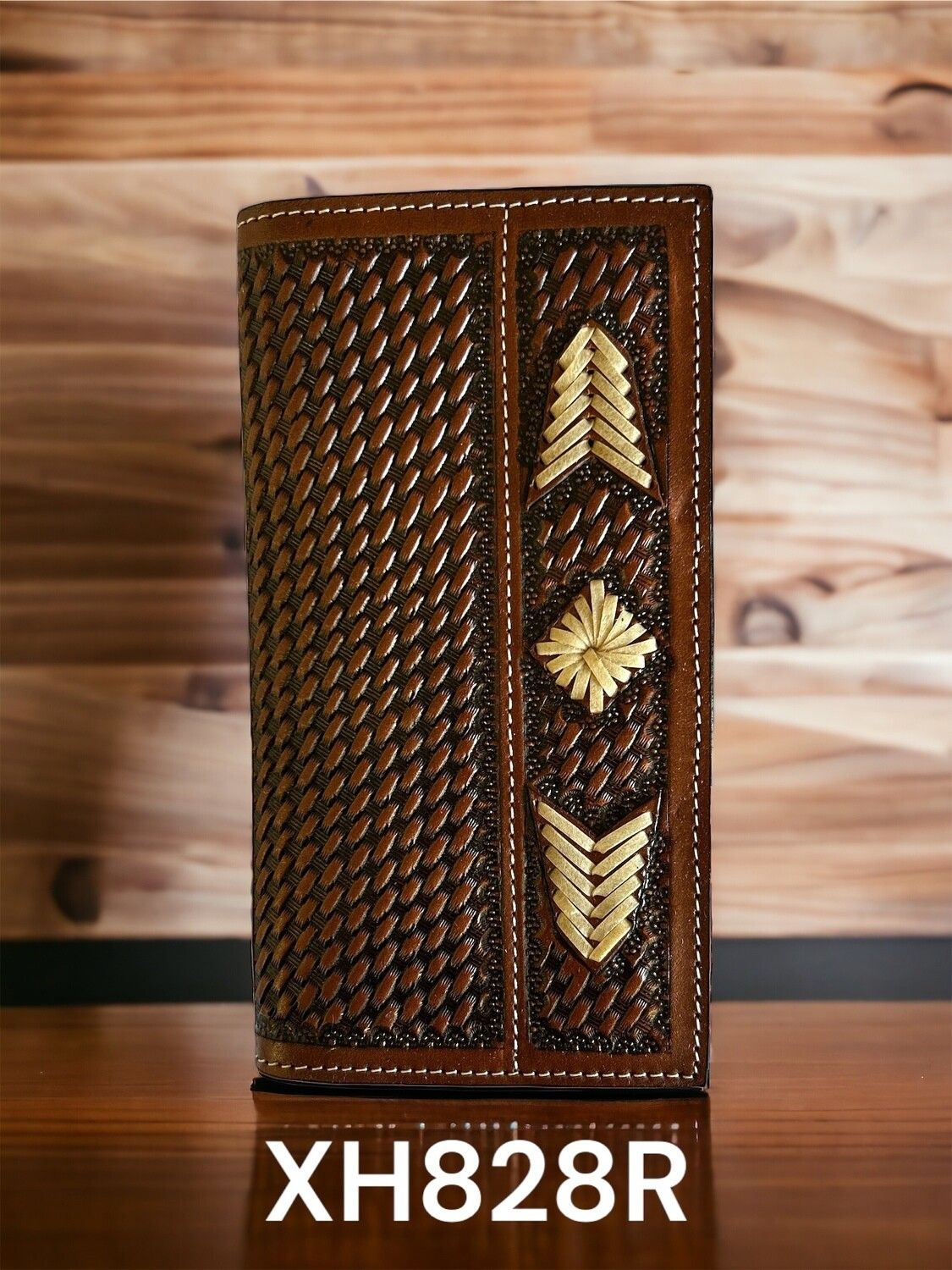Twisted X Wallet, rawhide weave, Basket Tooling and Two-Tone finish, rodeo