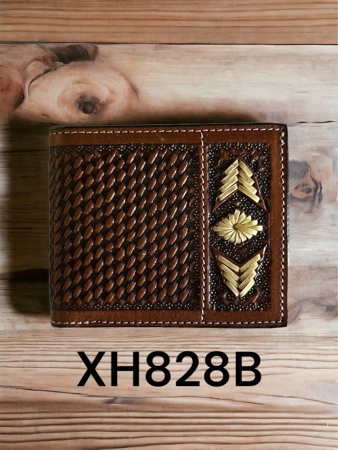 Twisted X Wallet, rawhide weave, Basket Tooling and Two-Tone finish, bifold