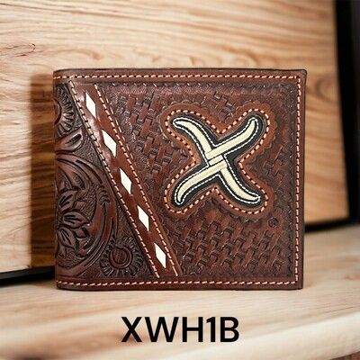 Twisted X Wallet, Bifold, Basket Weave, Buckstitch