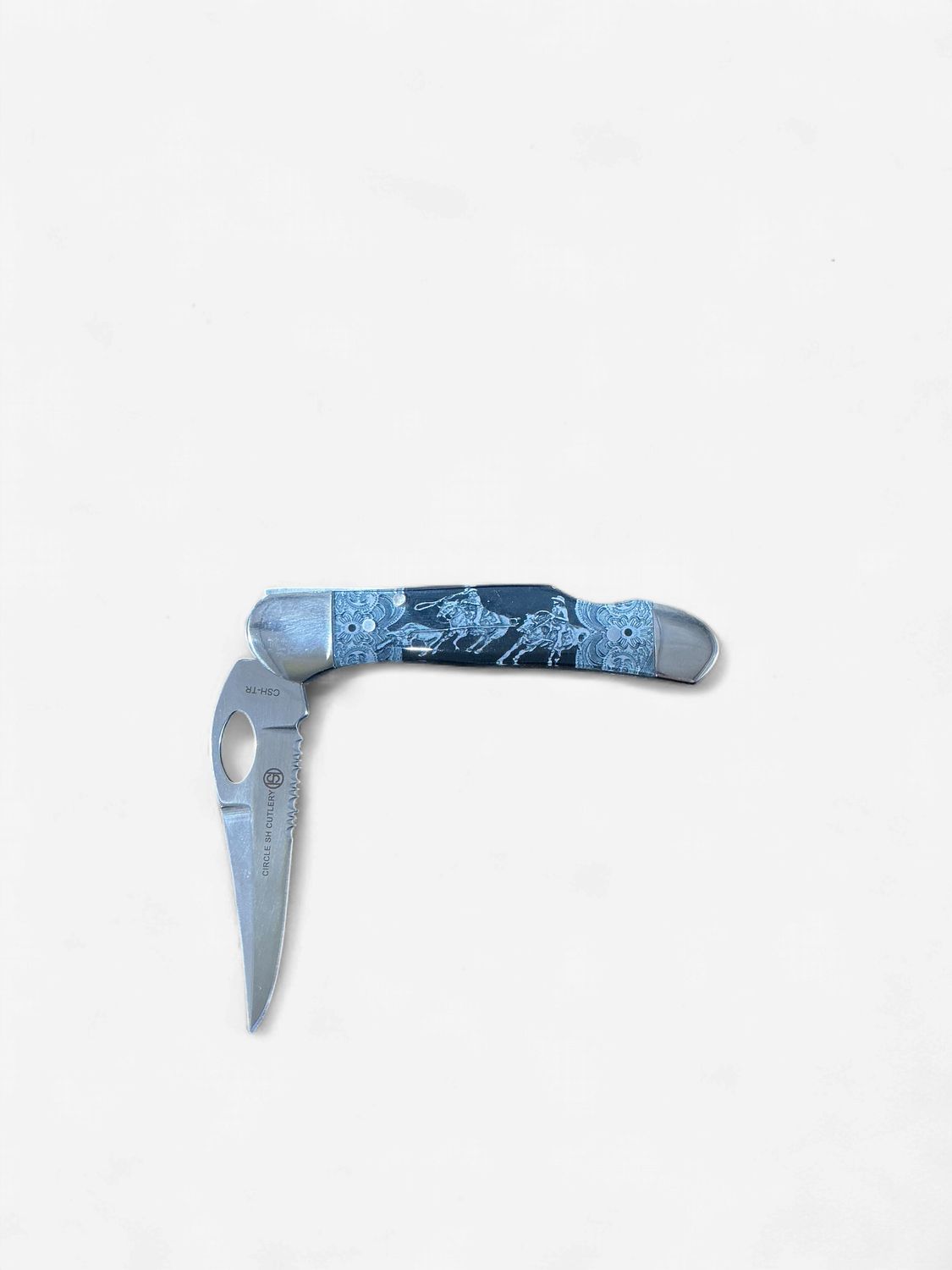 Circle SH 4 1/2-Inch Team Roper Acrylic-Handle Folding Knife with Pocket Clip