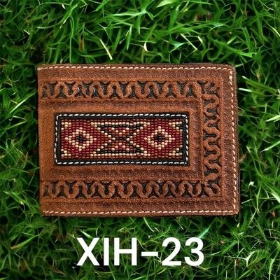 Twisted X Wallet, Bifold, Leather, Earth-Tone Beading inset