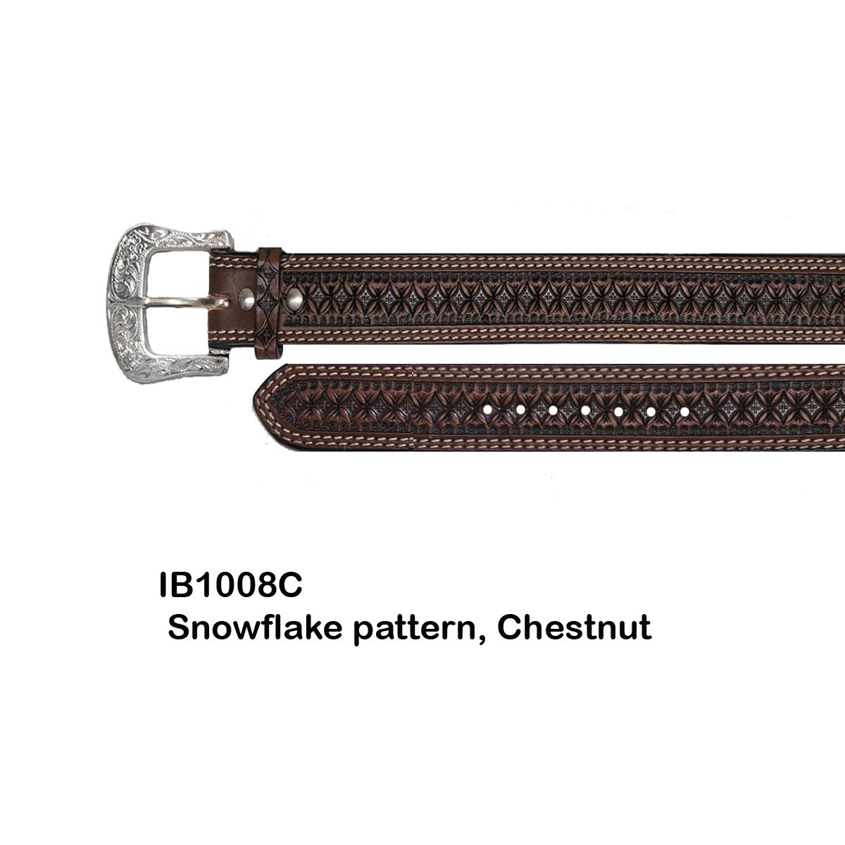 Ranger Belt Co. Adult Belt, Leather, Carving, Two-Tone Finish, Double Stitch, Chestnut