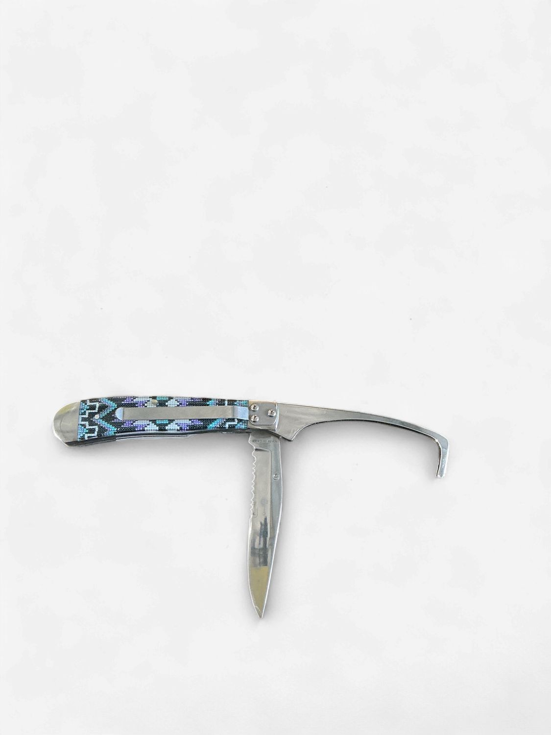 Circle SH 4 1/4-Inch Hoof Pick Folding Knife with Multicolour Beaded Handle