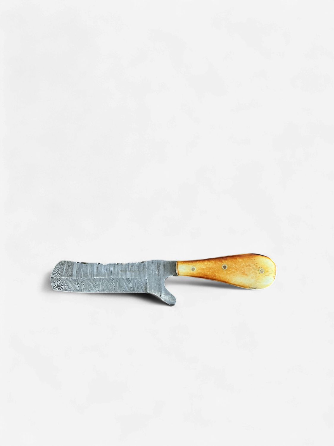 Circle SH Damascus Castration Knife with Burnt-Bone Handle