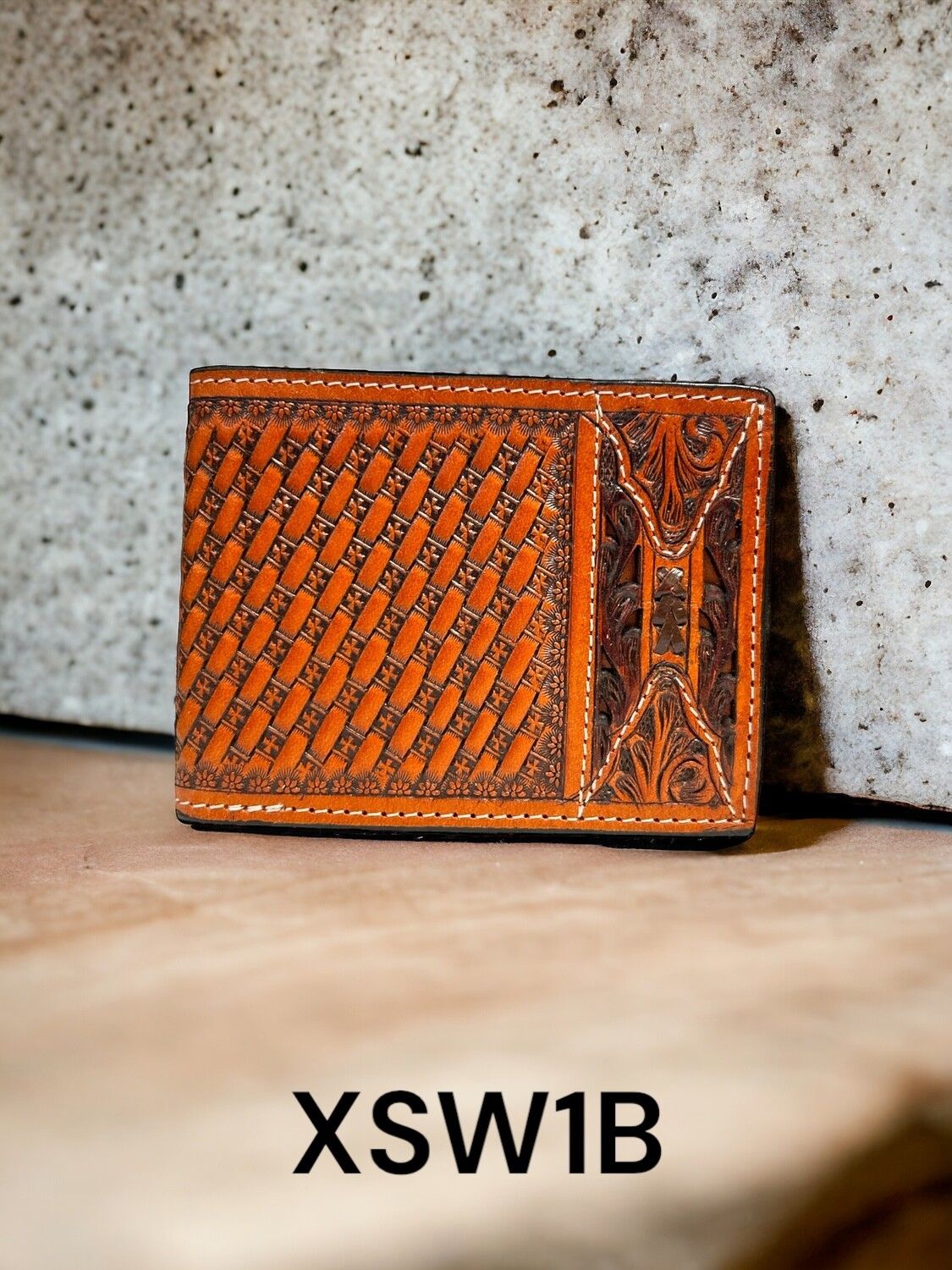 Twisted X Wallet, Bifold with Basket Tooling, Rawhide Weaving, Filigree