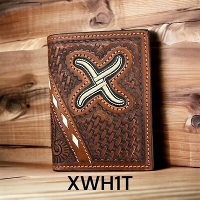 Twisted X Wallet, Trifold, Basket Weave, Buckstitch